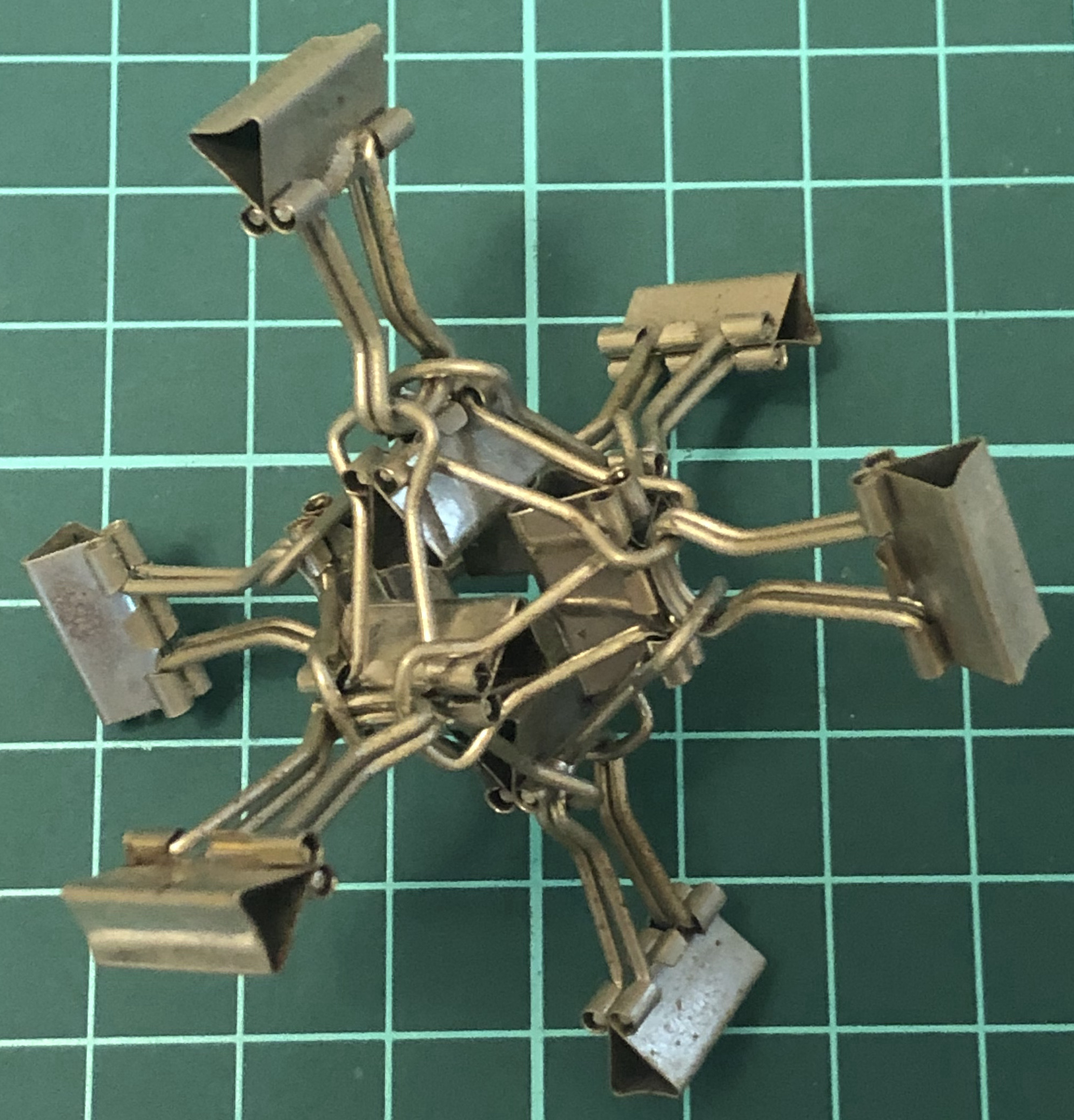 6 binder clips form an octahedron, another 6 form tentacles